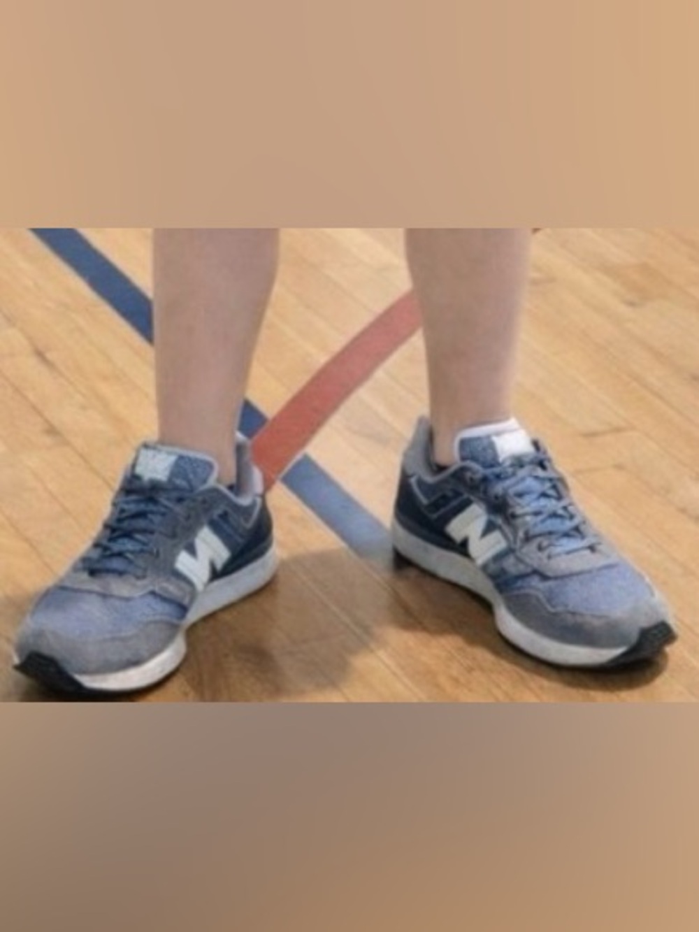KIDS NEW BALANCE 515 RETRO BLUE GRAY SUEDE SNEAKERS - BIG BOY - SIZE 4.5